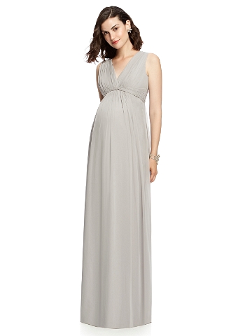 Abendmode für schwangere in hellen pastelltönen Edel und elegant ist dieses lange Abendkleid in hellem nude Ton. Sehr bequem und perfekt sitzend ist es für jede Feier ideal.