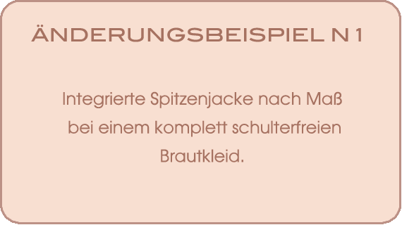 Änderung am Brautkleid. Integrierte Spitzenjacke mit Ärmeln. Änderungsschneiderei.